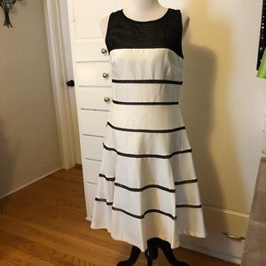 Just Taylor Cream and Black Mesh Dress, Size 8 NWT